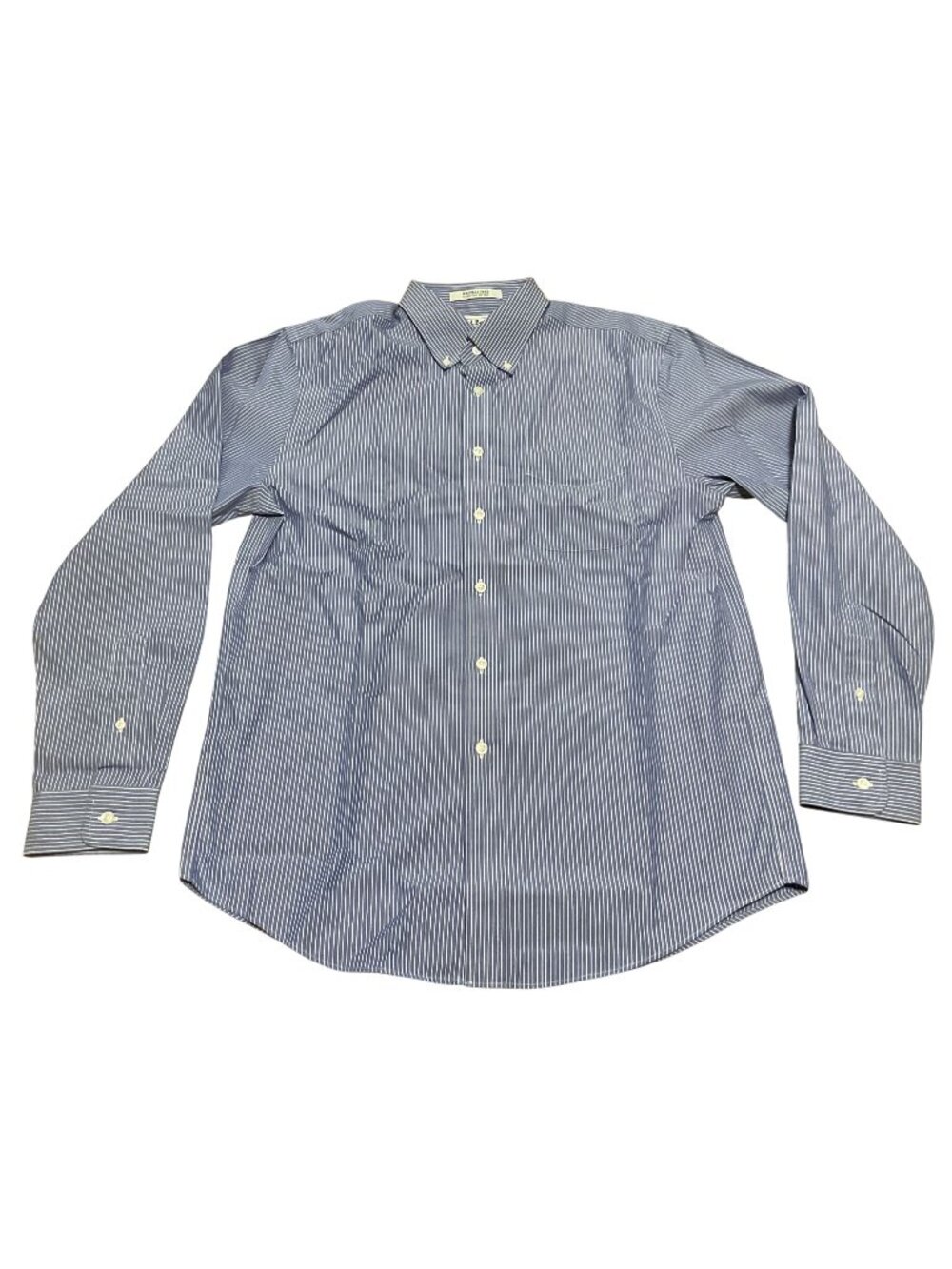 L.L.Bean Wrinkle-Free Slightly Fitted Shirt Sz M Blue White Striped Dress Shirt